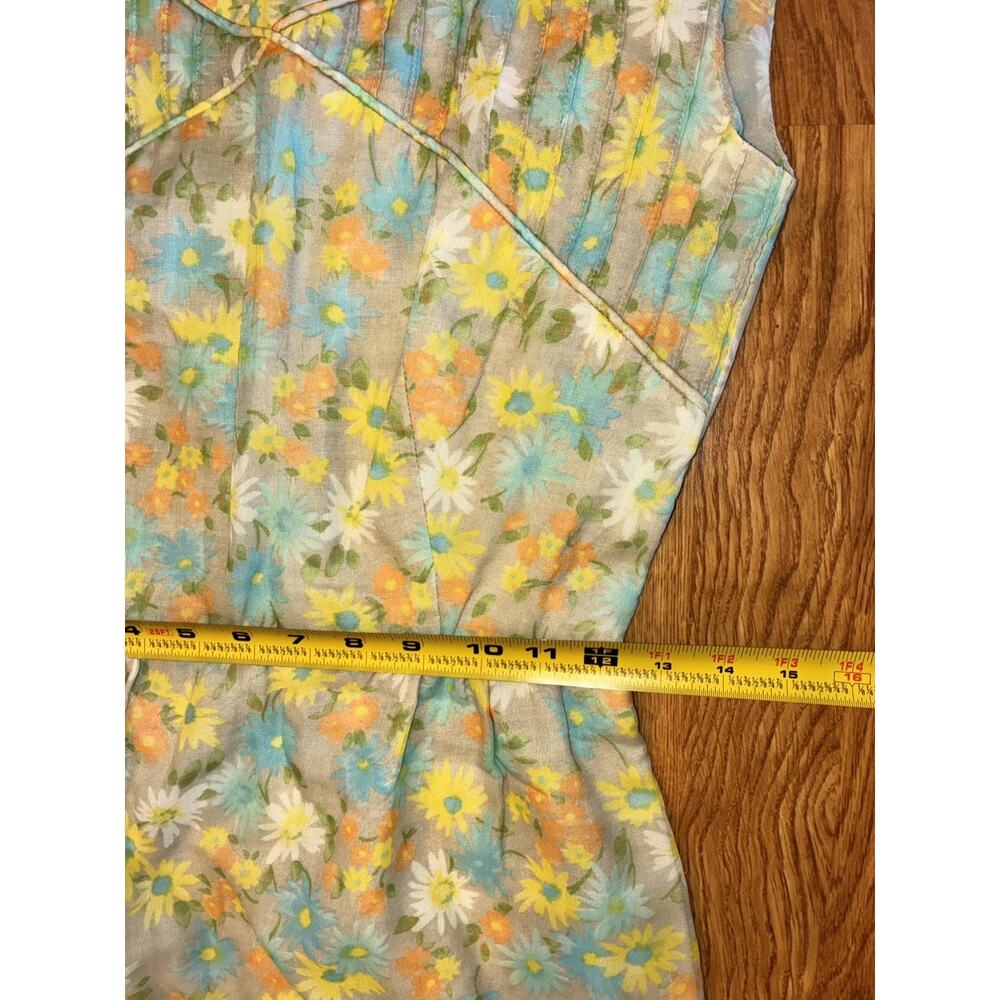 VTG 50's Jeanie petite Floral Watercolor Barkcloth Pinup floral Hourglass small - Picture 6 of 6